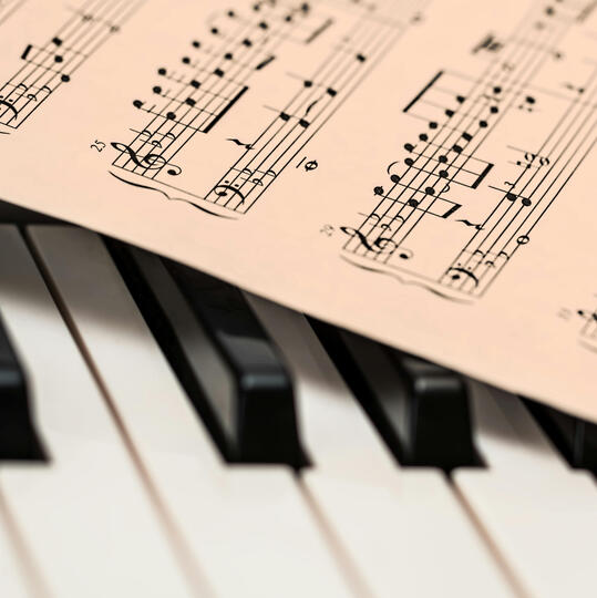 Piano Concerto Piano keys with sheet music